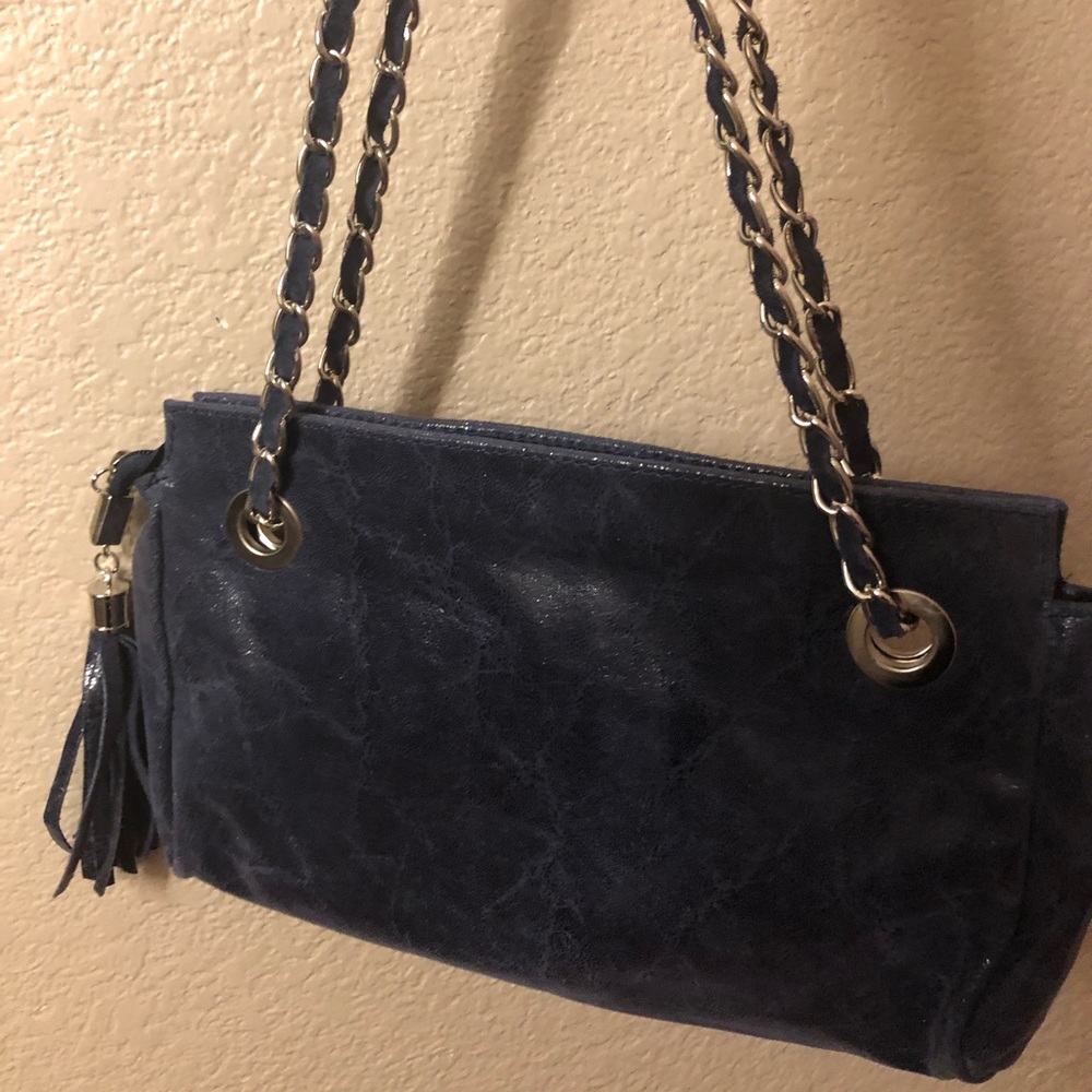Authentic Pia Sassi Navy Blue Mini Shoulder Bag.